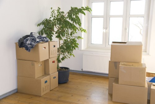 Truck loading boxes and furniture for a Dagenham move