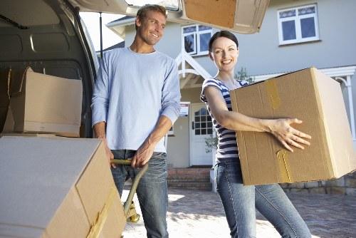 Prepared moving boxes and furniture for a Dagenham house move