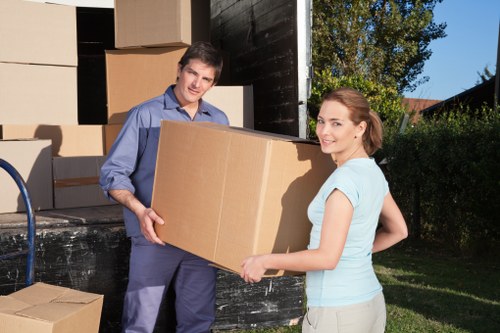 Packed moving boxes and household items ready for Dagenham removal